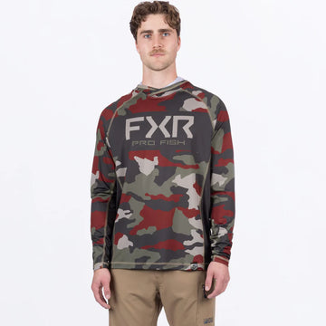 FXR PRO FISH MEN'S DERBY CAMO AIR UPF PULLOVER HOODIE