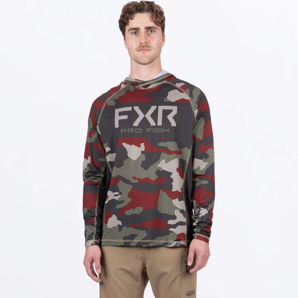 FXR PRO FISH MEN'S DERBY CAMO AIR UPF PULLOVER HOODIE