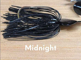 Buy midnight-black-body-black-skirt-w-hologram-flake-w-silver-blades PRECISION TACKLE CO. B DOG DOUBLE BUZZ